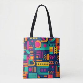 Abstrakte Neonfarben und geometrische bohemische F Tasche