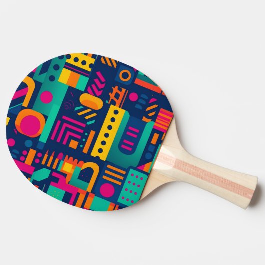 Abstrakte Neonfarben und geometrische bohemische F Tischtennis Schläger (Seitenansicht)