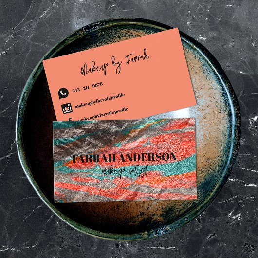 Abstrakte neonfarbene metallische Imitate Foil Visitenkarte