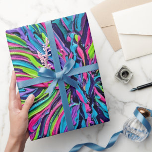 Abstrakte neonfarbene Schmetterlingsflügel-Verpack Geschenkpapier