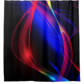 Abstrakte Neonfarbenleuchte Schwarzer Duschvorhang (Vorderseite)