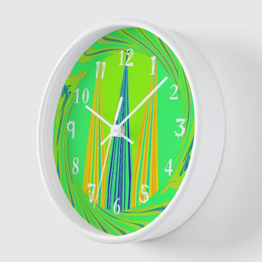 Abstrakte neongelbe und grüne geometrische Gestalt Uhr (Winkel)
