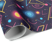 Abstrakte neongeometrische Formen Geschenkpapier (Rolleneckpunkt)