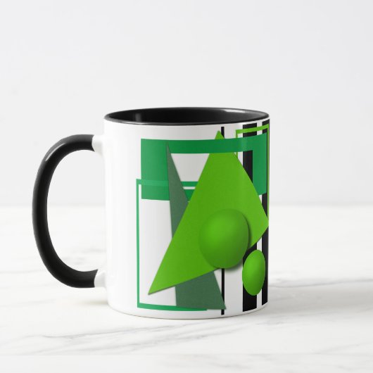 Abstrakte neongrüne geometrische Formen kreisförmi Tasse (Links)