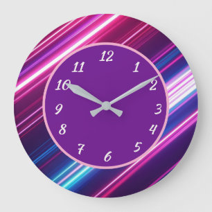 Abstrakte Neonstreifen-Violette Uhr mit weißen Zah