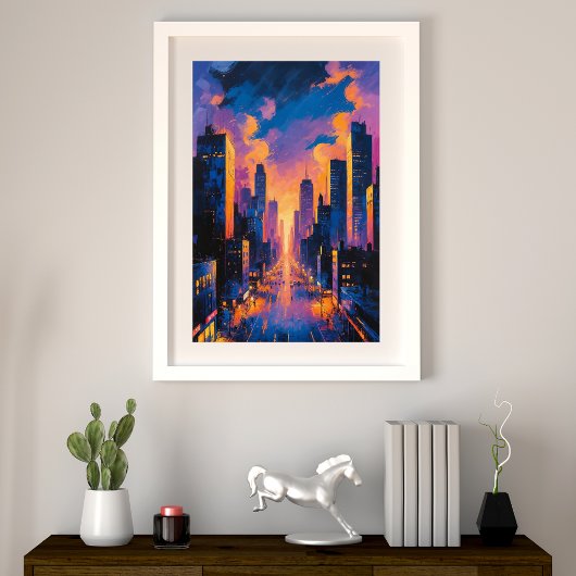 Abstrakte Neuseeland City Skyline Sunset Glow Digi Fotodruck
