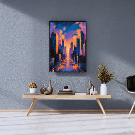 Abstrakte Neuseeland City Skyline Sunset Glow Digi Fotodruck