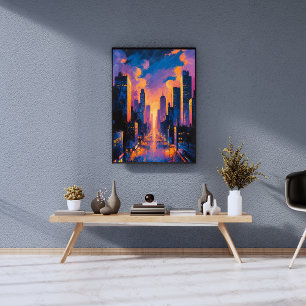 Abstrakte Neuseeland City Skyline Sunset Glow Digi Fotodruck