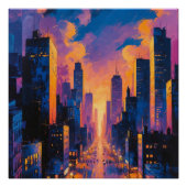 Abstrakte Neuseeland City Skyline Sunset Glow Digi Poster (Vorderseite)