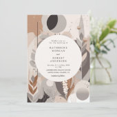 abstrakte neutrale böhmische Hochzeit Einladung (Stehend Vorderseite)