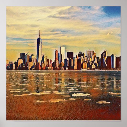 Abstrakte New York Skyline Poster (Vorne)