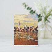 Abstrakte New York Skyline Postkarte (Stehend Vorderseite)