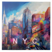 Abstrakte New Yorker Skyline Art Modern Fliese (Vorderseite)