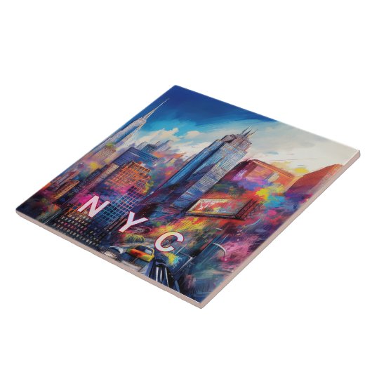 Abstrakte New Yorker Skyline Art Modern Fliese (Seite)