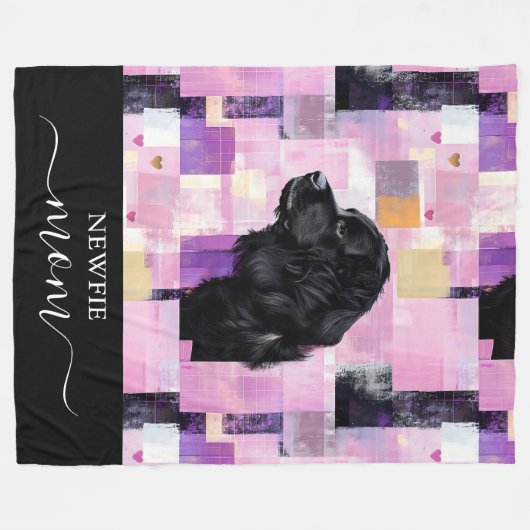 Abstrakte Newfie-Mama Fleecedecke (Vorderseite (Horizontal))