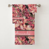 Abstrakte niedliche Blume in Rosa Blumenmuster Badhandtuch Set (Insitu)
