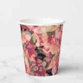 Abstrakte niedliche Blume in Rosa Blumenmuster Pappbecher (Rückseite)