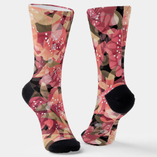Abstrakte niedliche Blume in Rosa Blumenmuster Socken