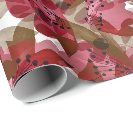 Abstrakte niedliche, schöne rote Blume Blumendesig Geschenkpapier (Rolleneckpunkt)