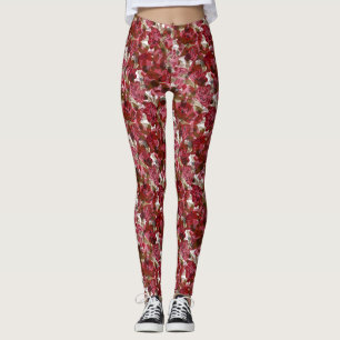 Abstrakte niedliche, schöne rote Blume Blumendesig Leggings