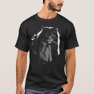 Abstrakte norwegische Waldkatze auf Schwarzem T-Shirt