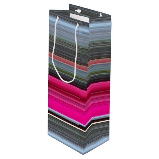 Abstrakte Nummer 1: Getreide und Grau Geschenktüte Für Weinflaschen (Vorderseite Schrägansicht)