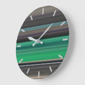 Abstrakte Nummer 1: grün und grau Große Wanduhr (Winkel)