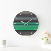 Abstrakte Nummer 1: grün und grau Große Wanduhr (Zuhause)