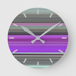 Abstrakte Nummer 1: Lila und grau Runde Wanduhr