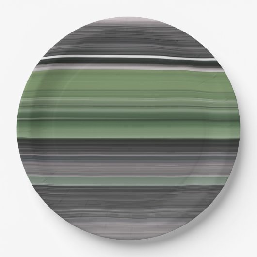 Abstrakte Nummer 1: Olive green und grau Pappteller (Vorderseite)