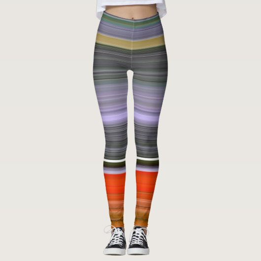 Abstrakte Nummer 1: Orange und Grau Leggings (Vorderseite)
