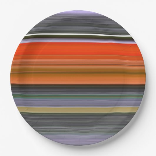 Abstrakte Nummer 1: Orange und Grau Pappteller (Vorderseite)