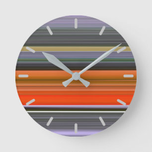 Abstrakte Nummer 1: Orange und Grau Runde Wanduhr