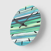 Abstrakte Nummer 2: Blau-grüner Weichzeichner Runde Wanduhr (Winkel)