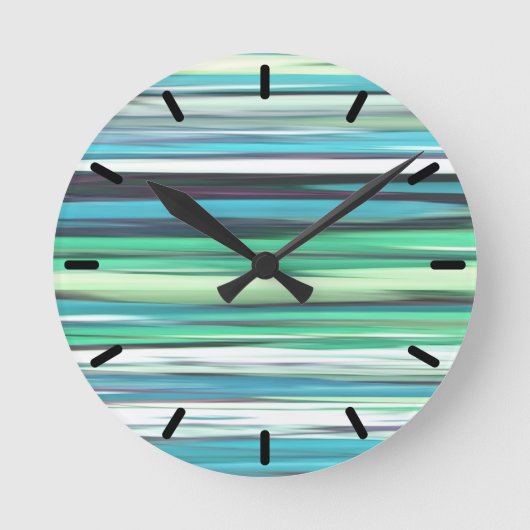 Abstrakte Nummer 2: Blau-grüner Weichzeichner Runde Wanduhr (Vorderseite)