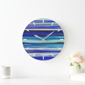 Abstrakte Nummer 2: Blaue Unschärfe Große Wanduhr (Zuhause)