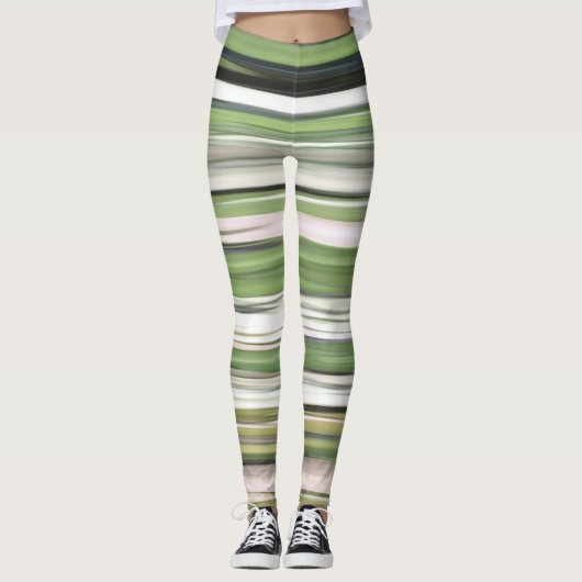 Abstrakte Nummer 2: Olive green verschwur Leggings (Vorderseite)