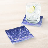 Abstrakte Nummer 3: Blauschimmer Glasuntersetzer (Schrägansicht)