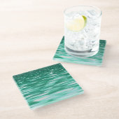 Abstrakte Nummer 3: Green Shimmer Glasuntersetzer (Schrägansicht)