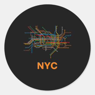 Abstrakte NYC-U-Bahn-Linien Minimalistisches New Y Runder Aufkleber