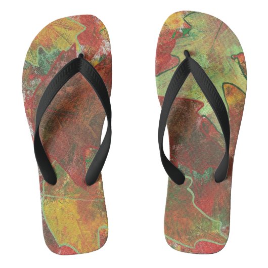 Abstrakte Oak-Blätter im Herbst FlipFlops Badesandalen (Fußbett)