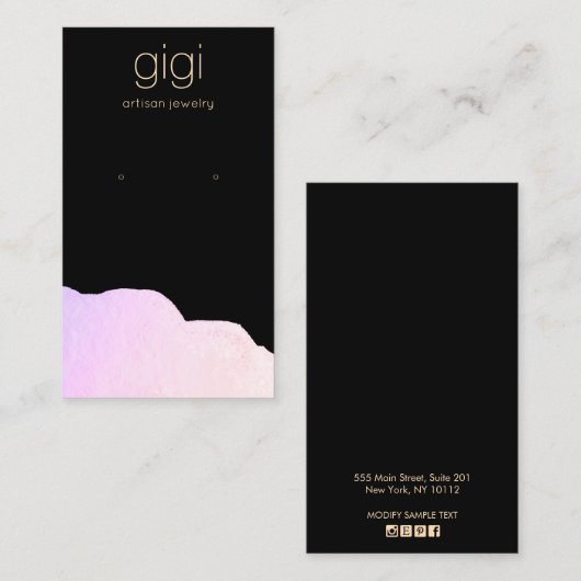 Abstrakte Ofenanzeige für Schwarz-Rosa-Wasserfarbe Visitenkarte (Vorne/Hinten)