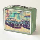 Abstrakte Oldtimer 1950er Metall Brotdose (Rückseite)