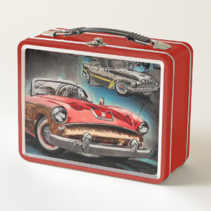 Abstrakte Oldtimer 1950er Metall-Lunchbox Metall Brotdose
