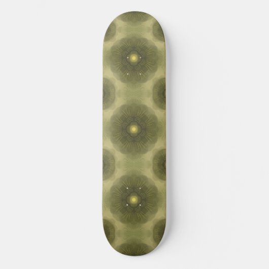 Abstrakte Olive Green Blume Nahtloses Muster Skateboard (Vorderseite)