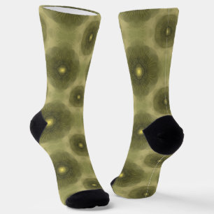 Abstrakte Olive Green Blume Nahtloses Muster Socken