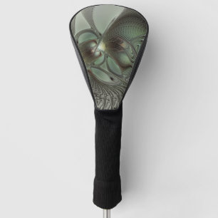 Abstrakte Olive-Sage-Grün-Graue Fraktal-Kunst-Fant Golf Headcover