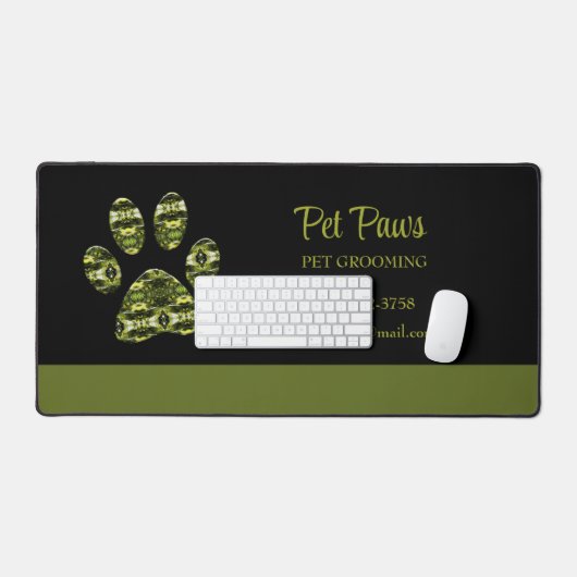Abstrakte Olive Yellow Dog Pfote Pet Grooming Schreibtischunterlage (Tastatur & Maus)