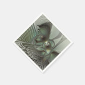Abstrakte Oliven-Salbei-Grau-Grün-Fraktal-Kunst-Fa Serviette (Ecke)