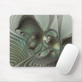 Abstrakte Oliven-Salbei-Grün-Grau-Fraktal-Kunst-Fa Mousepad (Mit Mouse)